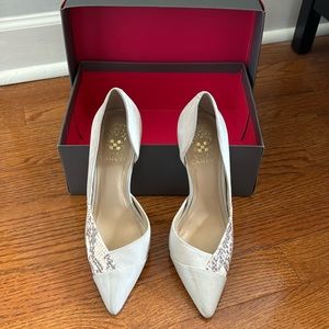 Vince Camuto suede and snake skin style heels